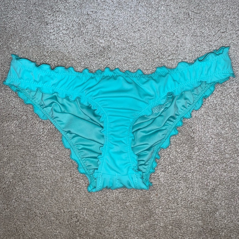 Lettuce-Edge Ruched Bikini Bottom